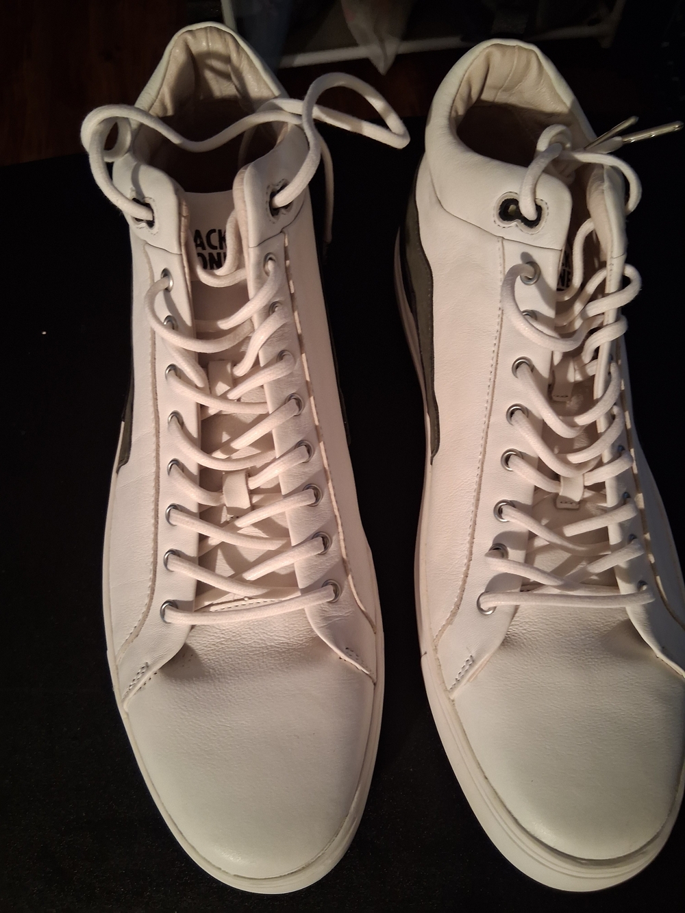 Blackstone White High-Top Leather Sneakers
